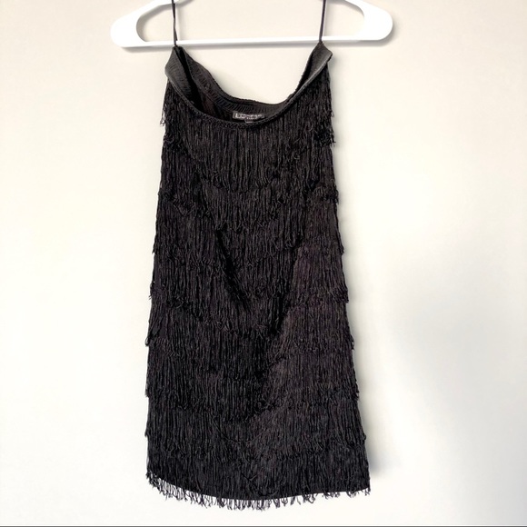 EXPRESS | 2 | fringe flapper tube mini dress LBD - Picture 3 of 4